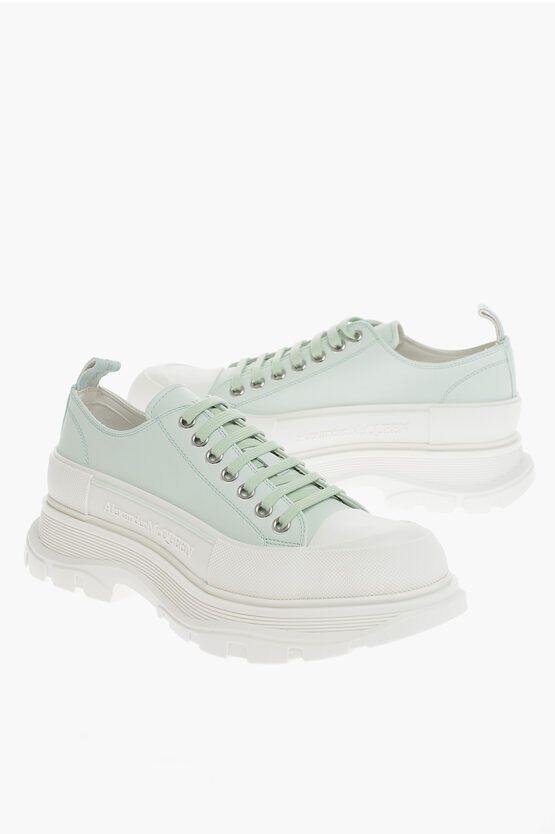 Alexander McQueen o1y1024 Low-Top Sneakers in Light Green & White Size US 11 / EU 44 - 1 Thumbnail