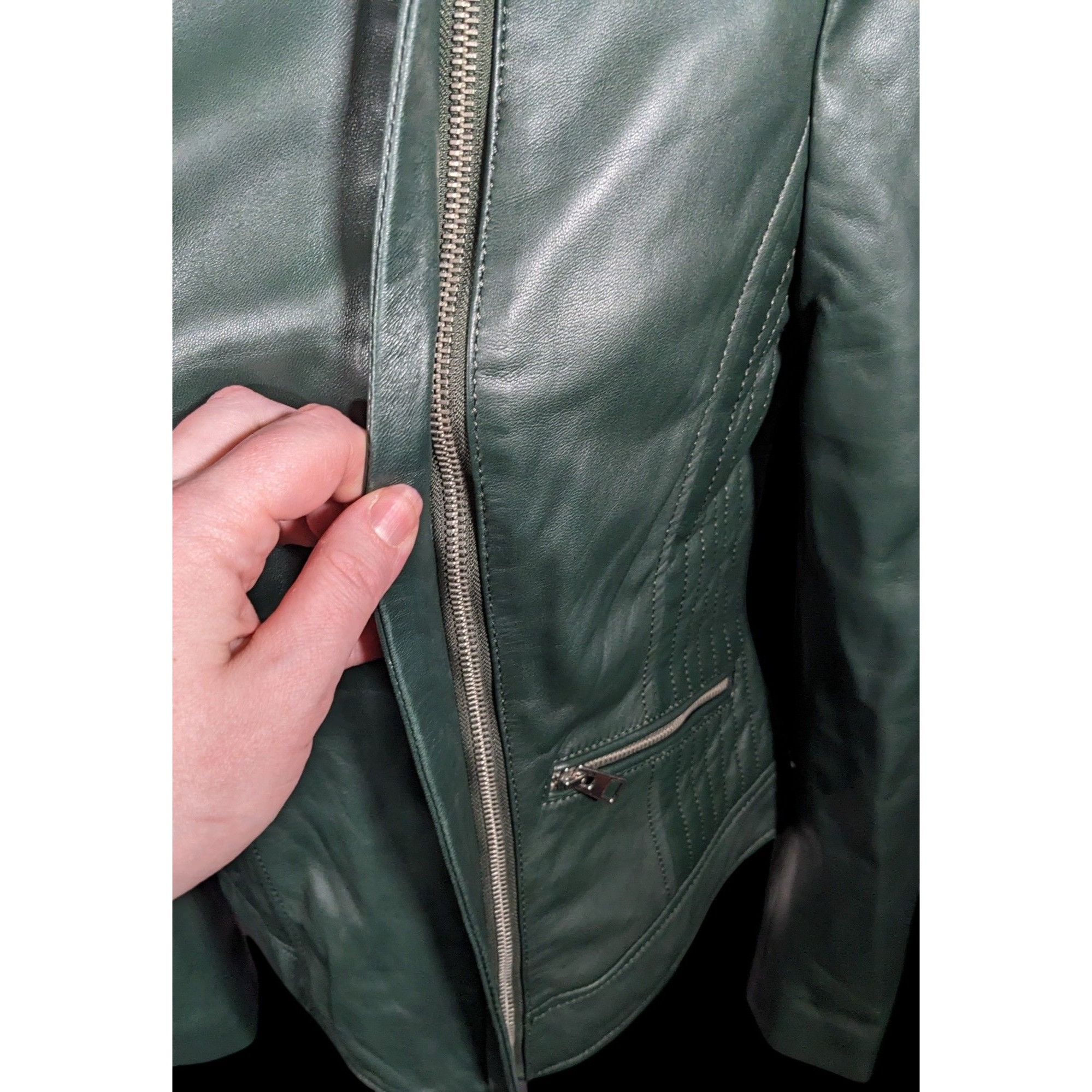 Other Corbani Green Quilted Shoulder Genuine Leather Moto Jacket S Size M / US 6-8 / IT 42-44 - 5 Thumbnail