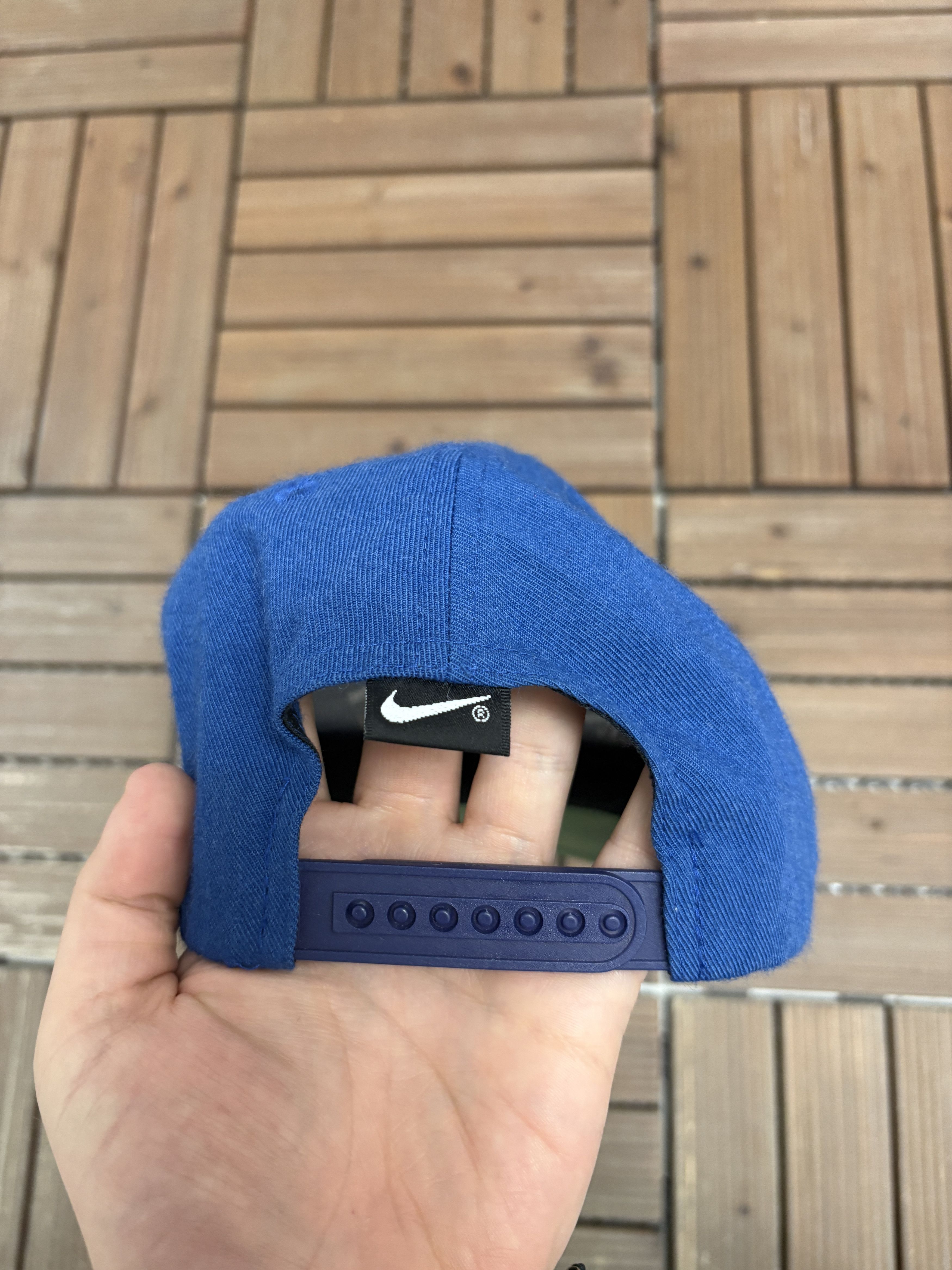 Nike Nike Spell Out Embroidered Vintage Blue Snap Back Hat Cap Size ONE SIZE - 5 Thumbnail