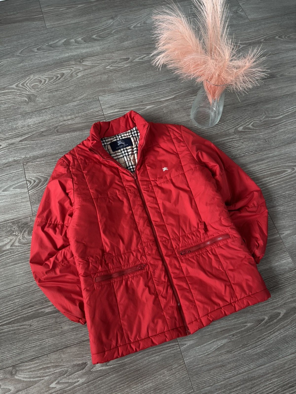Burberry × Vintage ‼️VINTAGE BURBERRY FULL CELL RED WARM WINTER JACKET‼️ Size M / US 6-8 / IT 42-44 - 7 Thumbnail