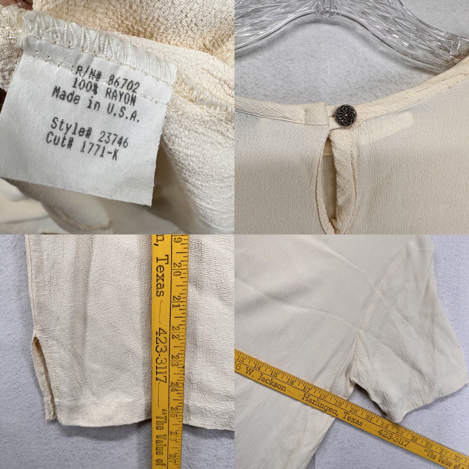 Vintage VINTAGE Cynthia Max Women's Blouse Shirt Casual Short Sleeve All Seasons Size L Beige 70s 80s Size L / US 10 / IT 46 - 8 Thumbnail