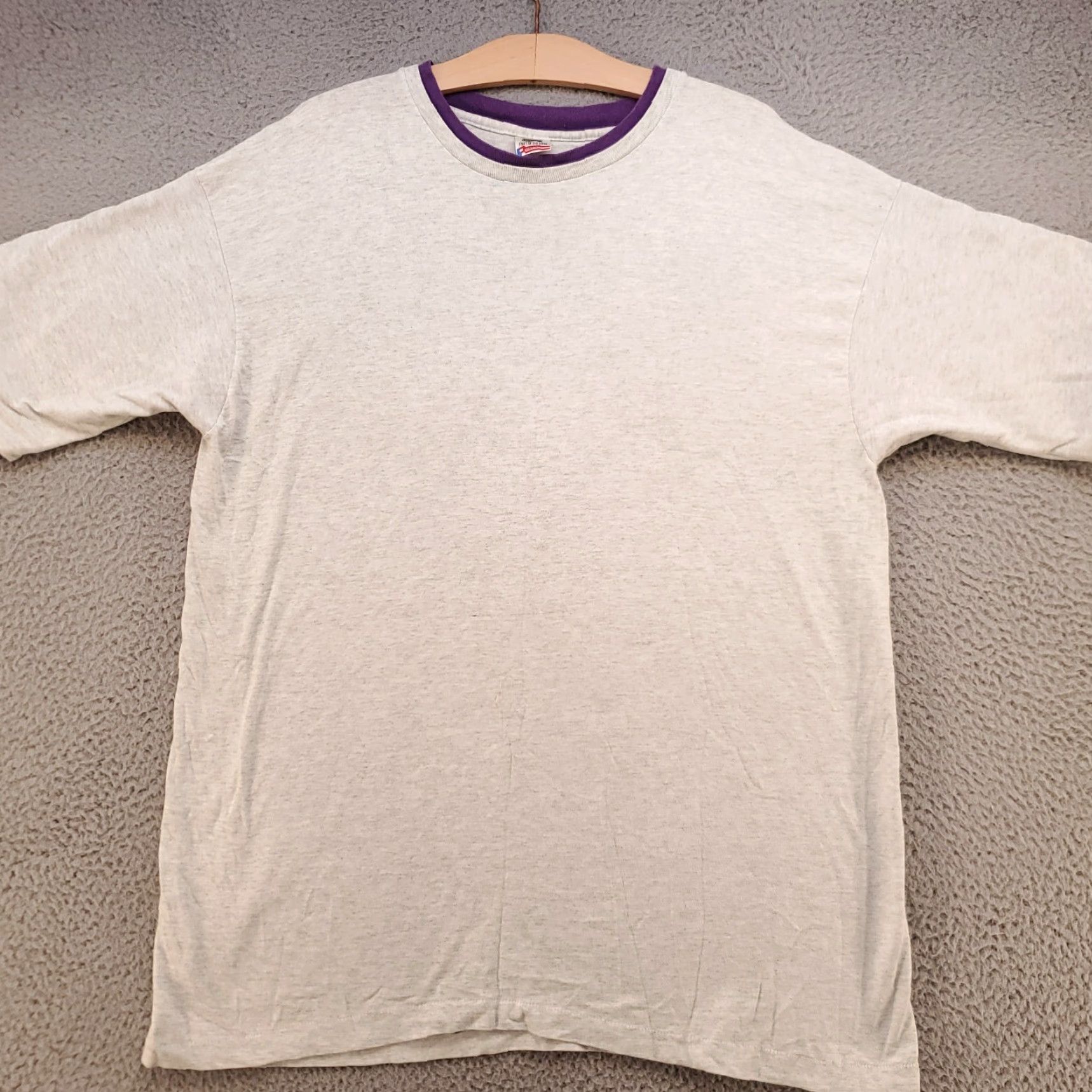 Fruit Of The Loom VINTAGE Fruit Of The Loom Shirt Mens XL Gray Purple Cuff 90s Skater Ringer USA Shirt XL Gray 80s 90s Grunge Mens Size US XL / EU 56 / 4 - 2 Thumbnail
