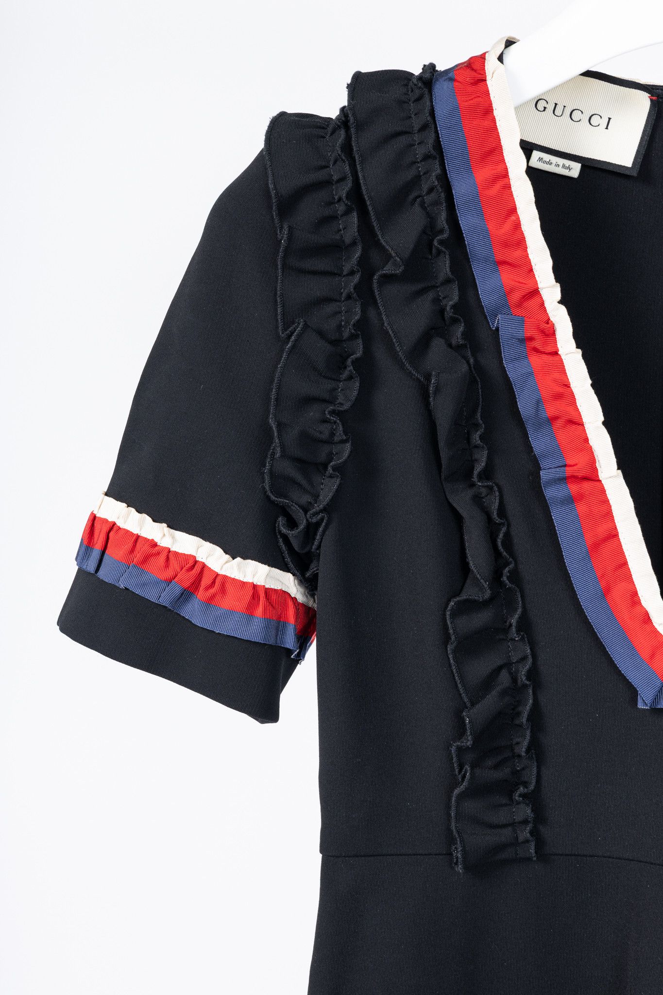 Gucci Gucci Black Sylvie-Web Ruffle-Detail Short Dress Size XS / US 0-2 / IT 36-38 - 5 Thumbnail
