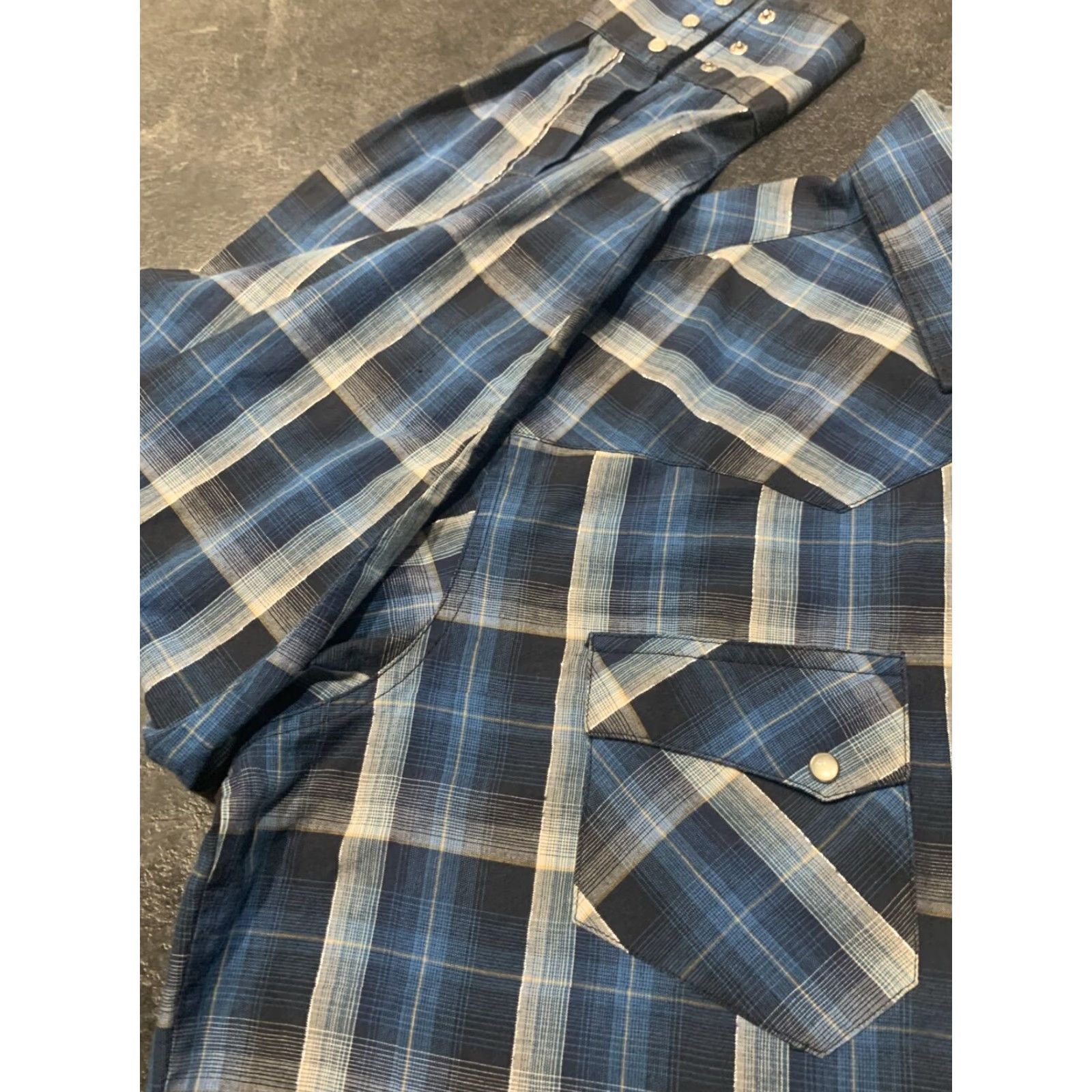 Wrangler Wrangler Western Shirt Pearl Snap Button-up Mens XL Blue Plaid Long Sleeve Casual Cowboy Rockabilly Size US XL / EU 56 / 4 - 4 Thumbnail