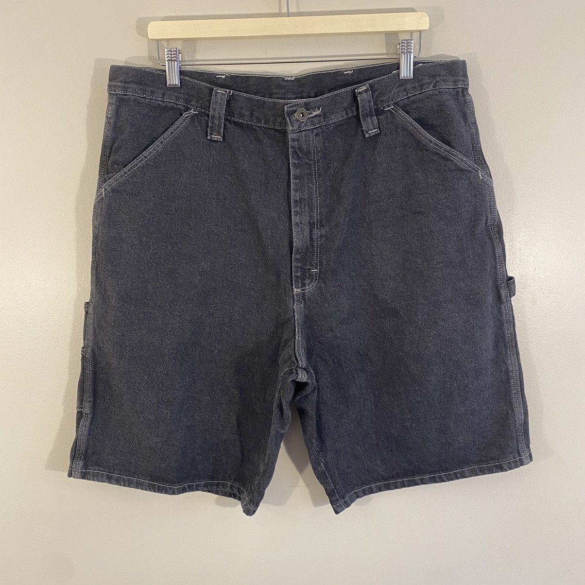 Vintage × Wrangler Vintage Wrangler Denim Carpenter Jorts Faded Black Size US 36 / EU 52 - 2 Thumbnail