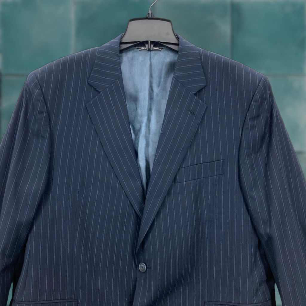 Jack Victor Jack Victor Blazer Mens 44R Blue Striped Wool Sport Coat Loro Piana Collection BLAZER Size 44R - 1 Thumbnail