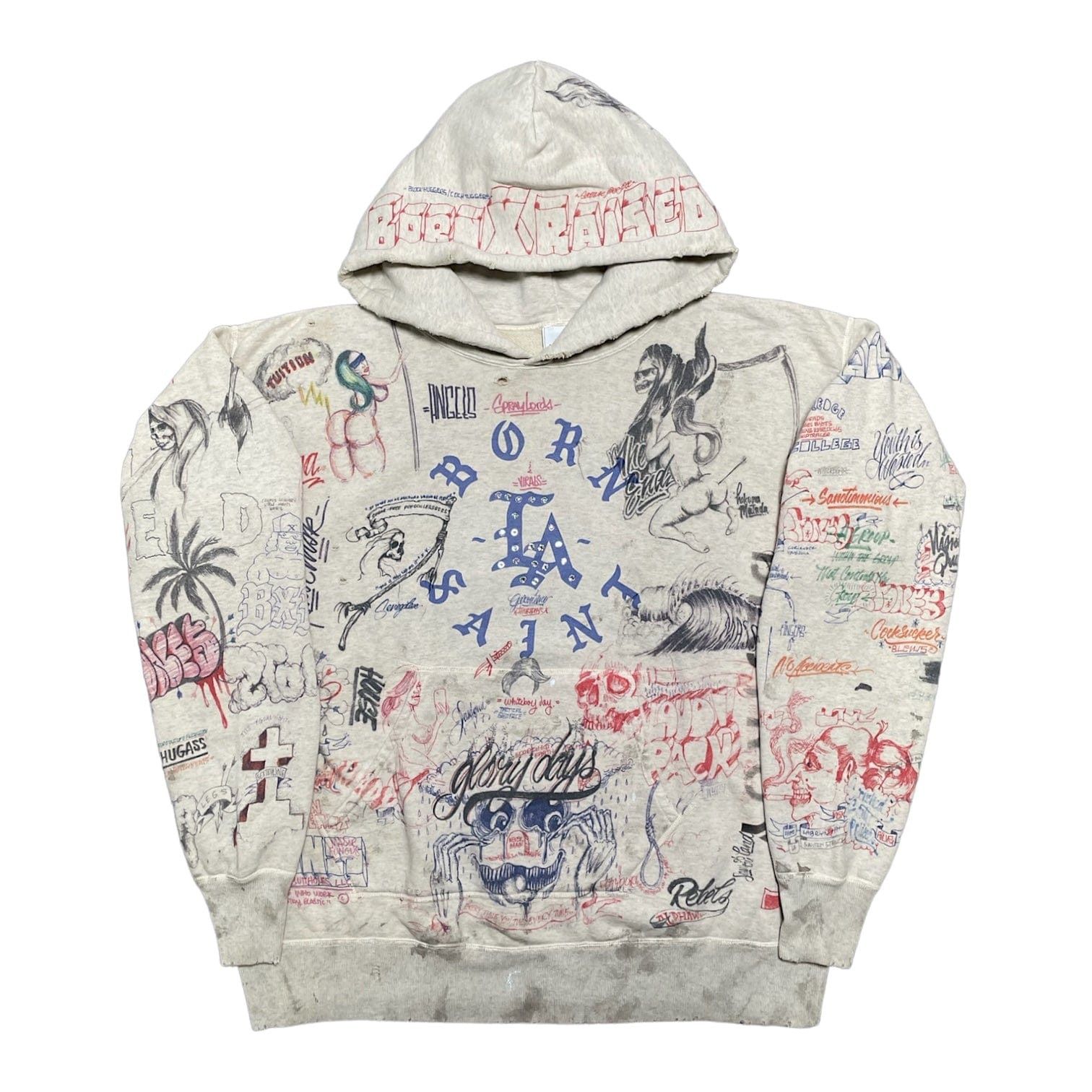 SAINT MICHAEL × BORN X RAISED BR HOODIE Saint Michael Born x Raised Hoodie – Mosaique d'Art