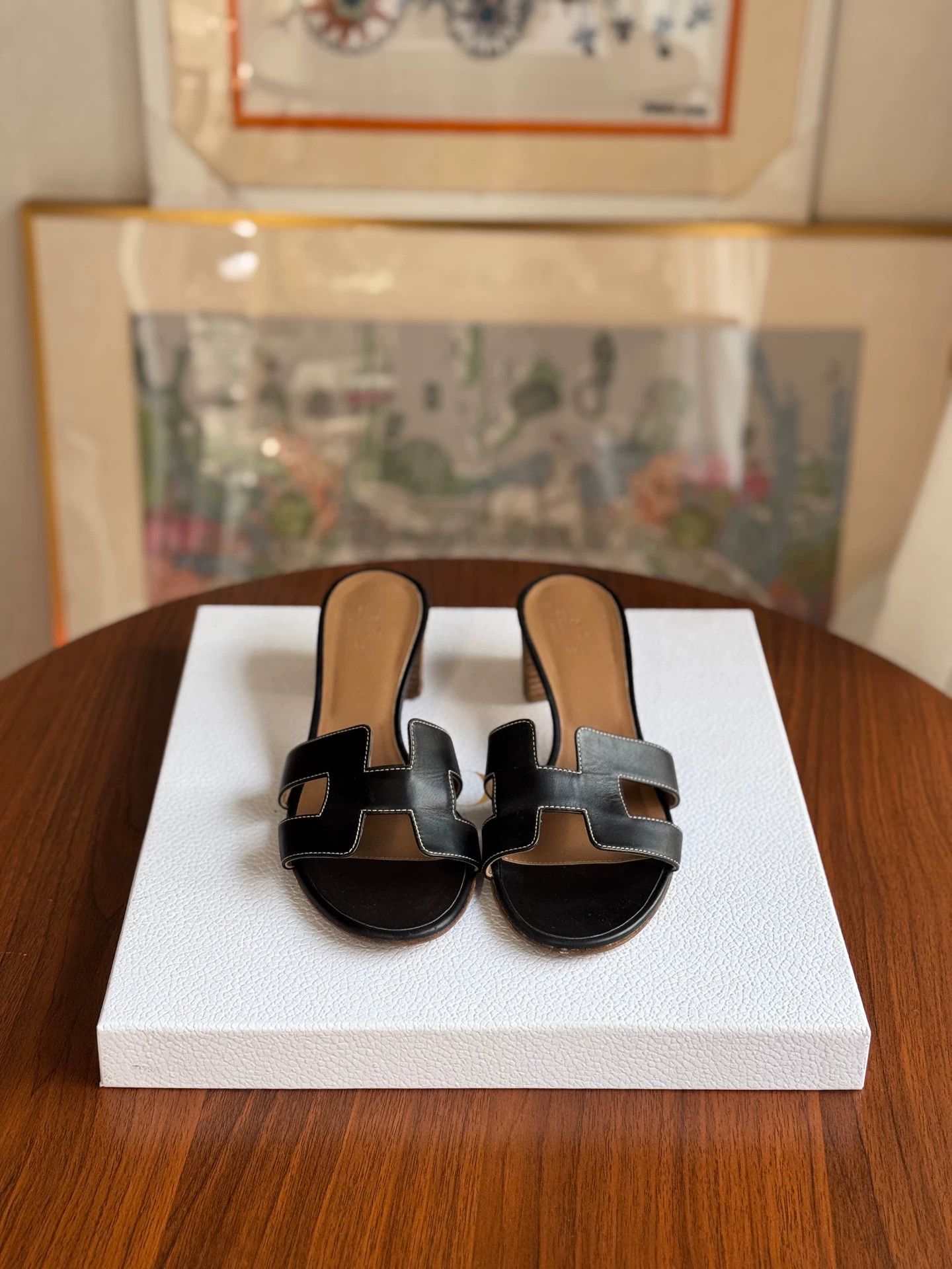 Hermes Hermès 96 New H Black Heels Slippers 38 Size US 7 / IT 37 - 1 Thumbnail