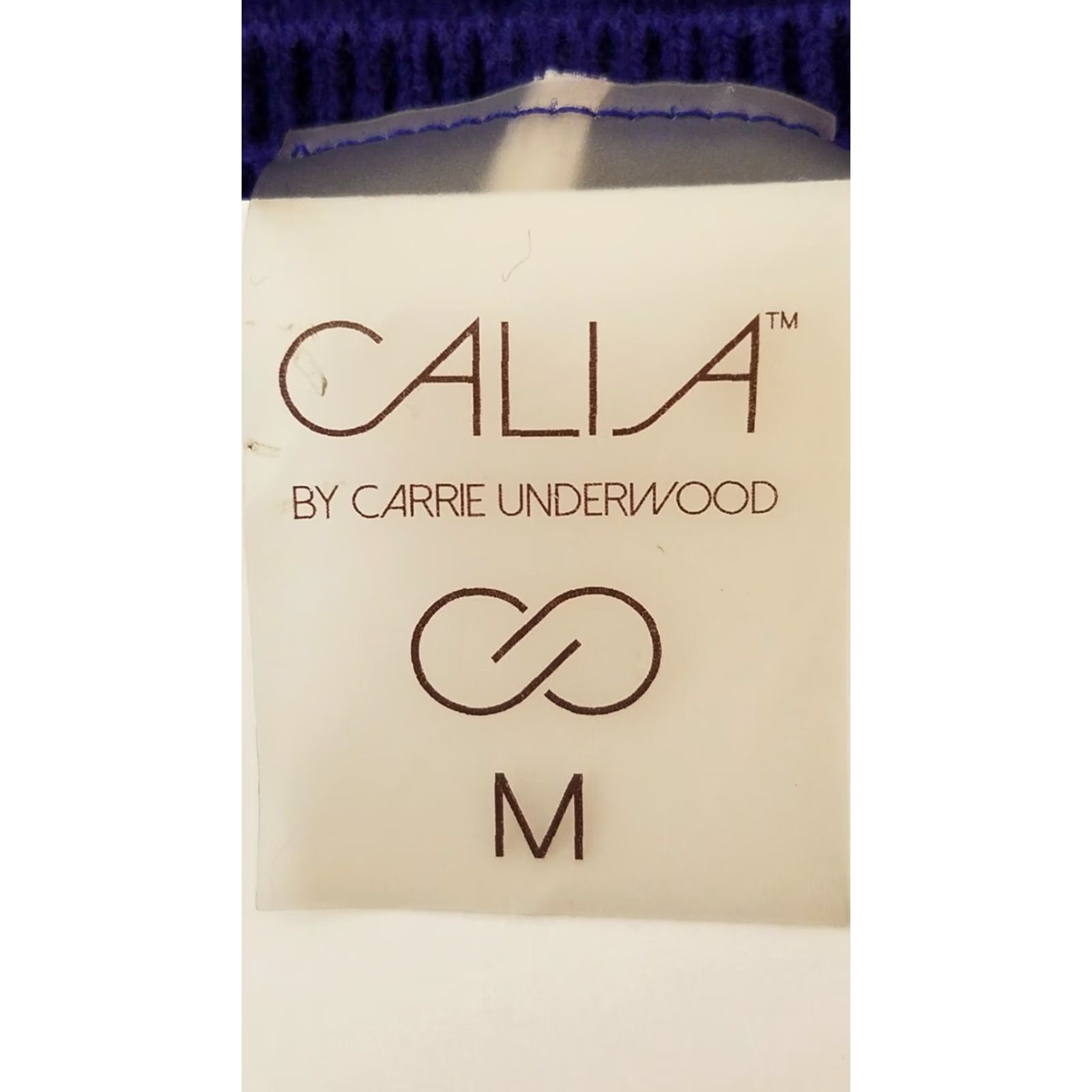 Vintage CALIA By Carrie Underwood Sweater Top Shirt Womens Medium Dark Purple Cotton Blend Knit Open Back Side Slit Circle Scoop Neck Long Sleeve Size M / US 6-8 / IT 42-44 - 4 Thumbnail