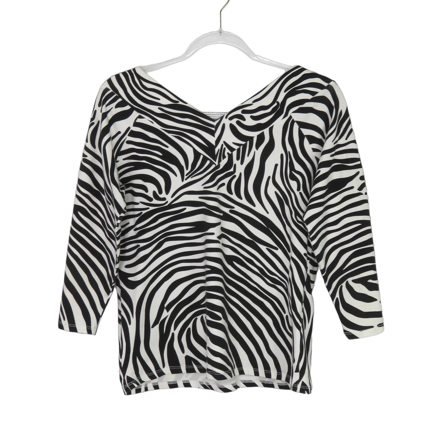 Vintage 90s Vintage Zebra Print V-Neck Top Small Retro Animal Size S / US 4 / IT 40 - 3 Thumbnail