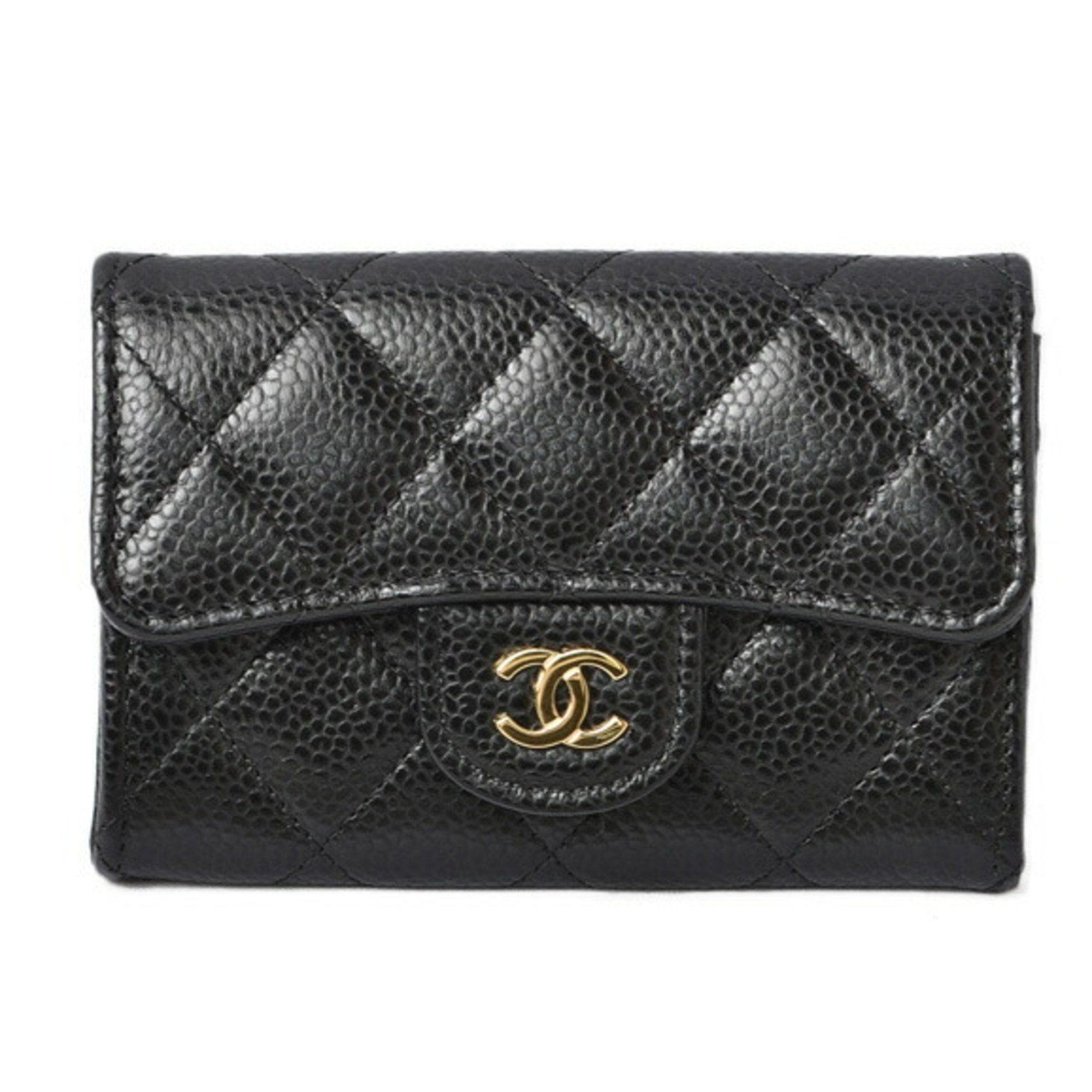 image of Chanel Coin Case/card Case Ap0214 Caviar Skin Black/bordeaux, Women's