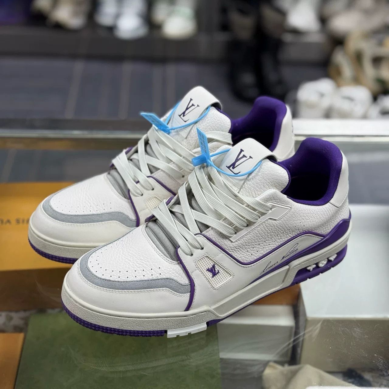 Louis Vuitton LV TRAINER White Purple Suede Size US 10 / EU 43 - 1 Thumbnail