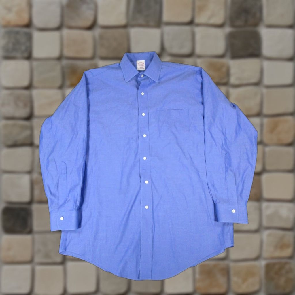 Brooks Brothers Brooks Brothers Dress Shirt 15.5 Blue Cotton Button Up Mens Size 40R - 1 Thumbnail