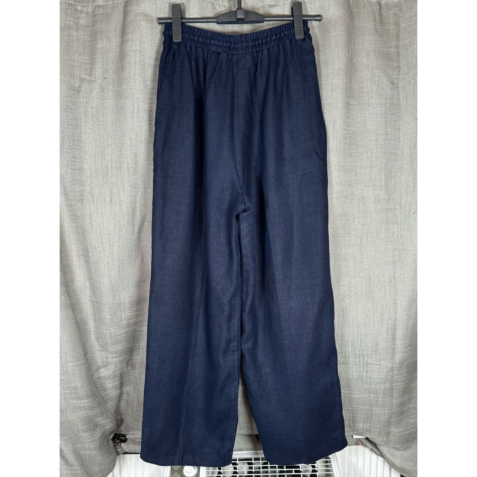 Unknown London Karen Kane Wide Leg Drawstring Pants Navy Blue Womens Size 6 Size 28" / US 6 / IT 42 - 2 Thumbnail