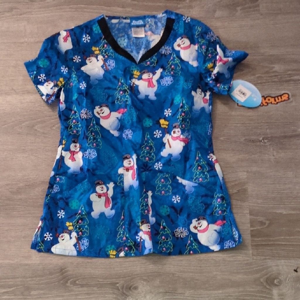 Warner Bros Warner Bros. Frosty The Snowman Tooniforms Scrub Top Size XS Size XS / US 0-2 / IT 36-38 - 2 Thumbnail