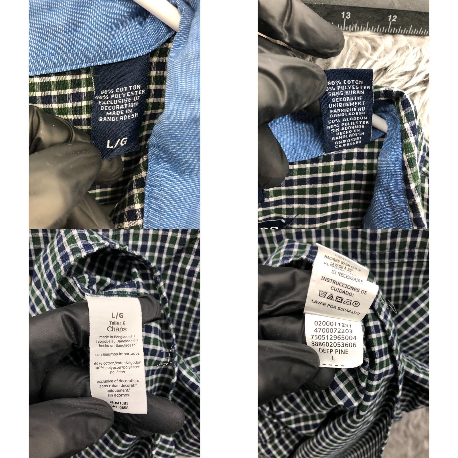 Chaps Chaps Easy Care Shirt Mens Size L Green Check Long Sleeve Button Down Collar Size US L / EU 52-54 / 3 - 8 Thumbnail