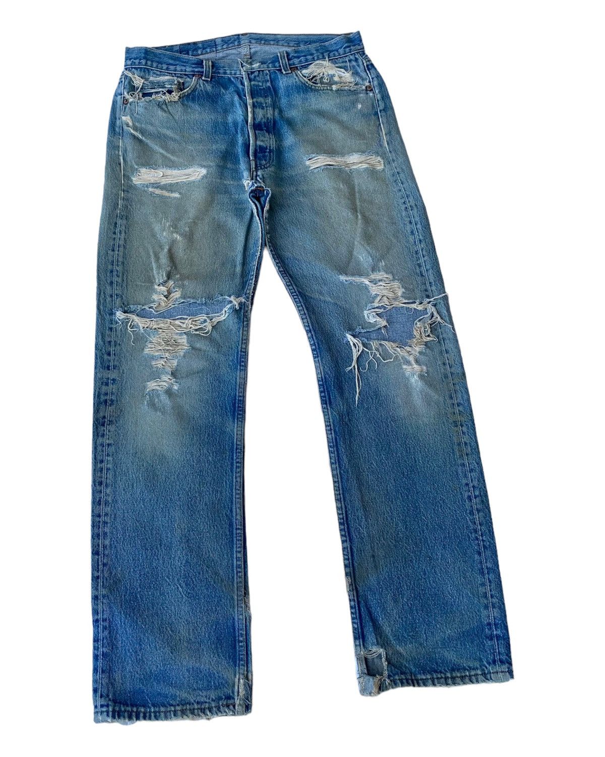 Levi's × Levi's Vintage Clothing VINTAGE LEVIS 501 USA THRASHED DISTRESS DENIM JEANS Size US 34 / EU 50 - 7 Thumbnail