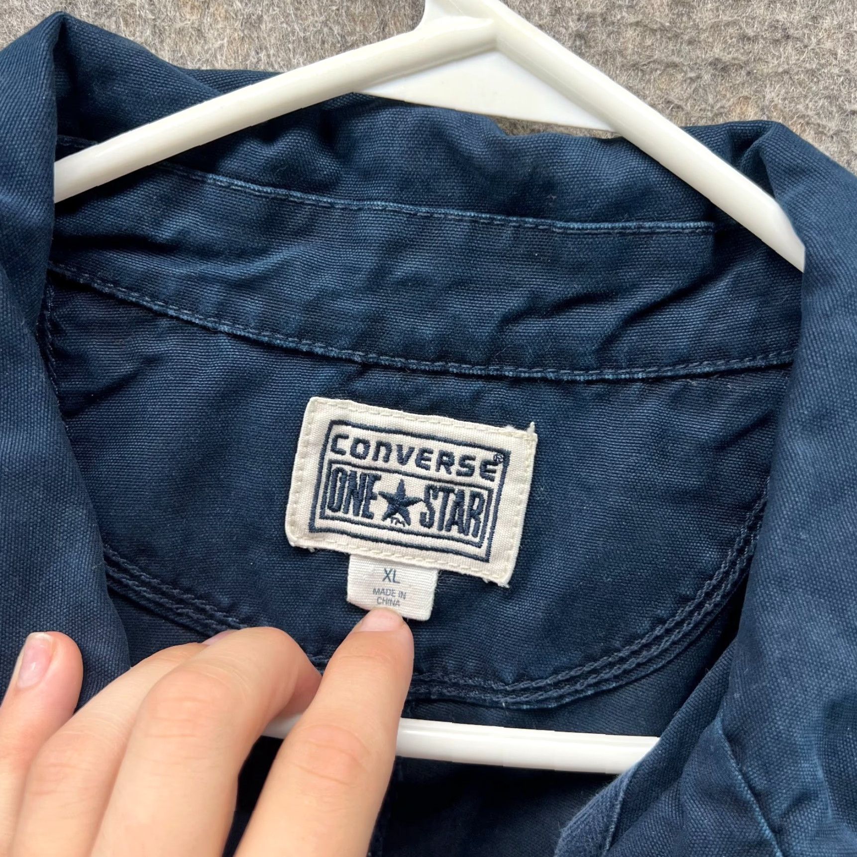 Converse Converse One Star Jacket Womens XL Blue Military Canvas Cotton Button Front Vtg Size XL / US 12-14 / IT 48-50 - 6 Thumbnail
