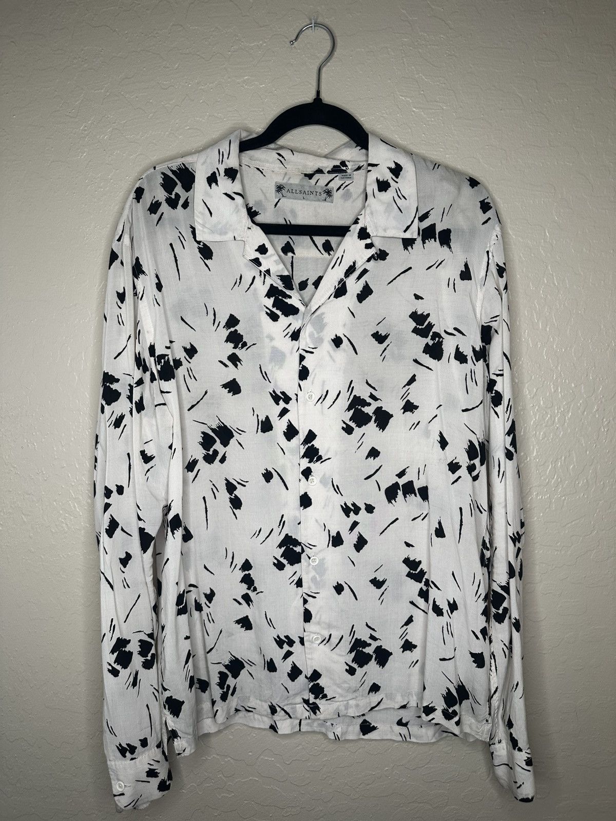 Allsaints AllSaints Long Sleeve Button Up - White and Black Brushed Size US L / EU 52-54 / 3 - 1 Thumbnail