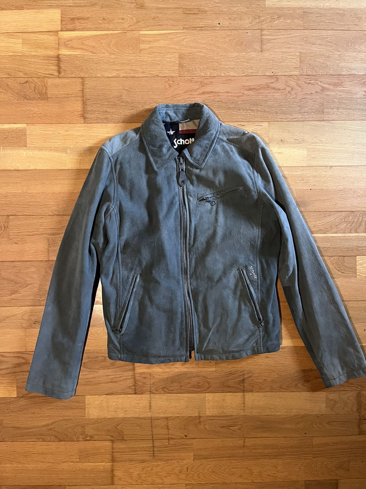 Schott Grey Nubuk Jacket