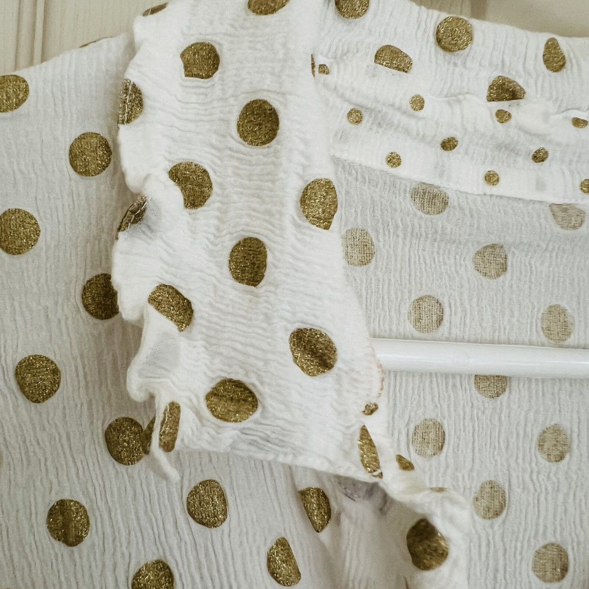 Tsumori Chisato Tsumori Chisato Gold Polka Dot Crinkle Gauze Blouse Japan Size S / US 4 / IT 40 - 6 Thumbnail