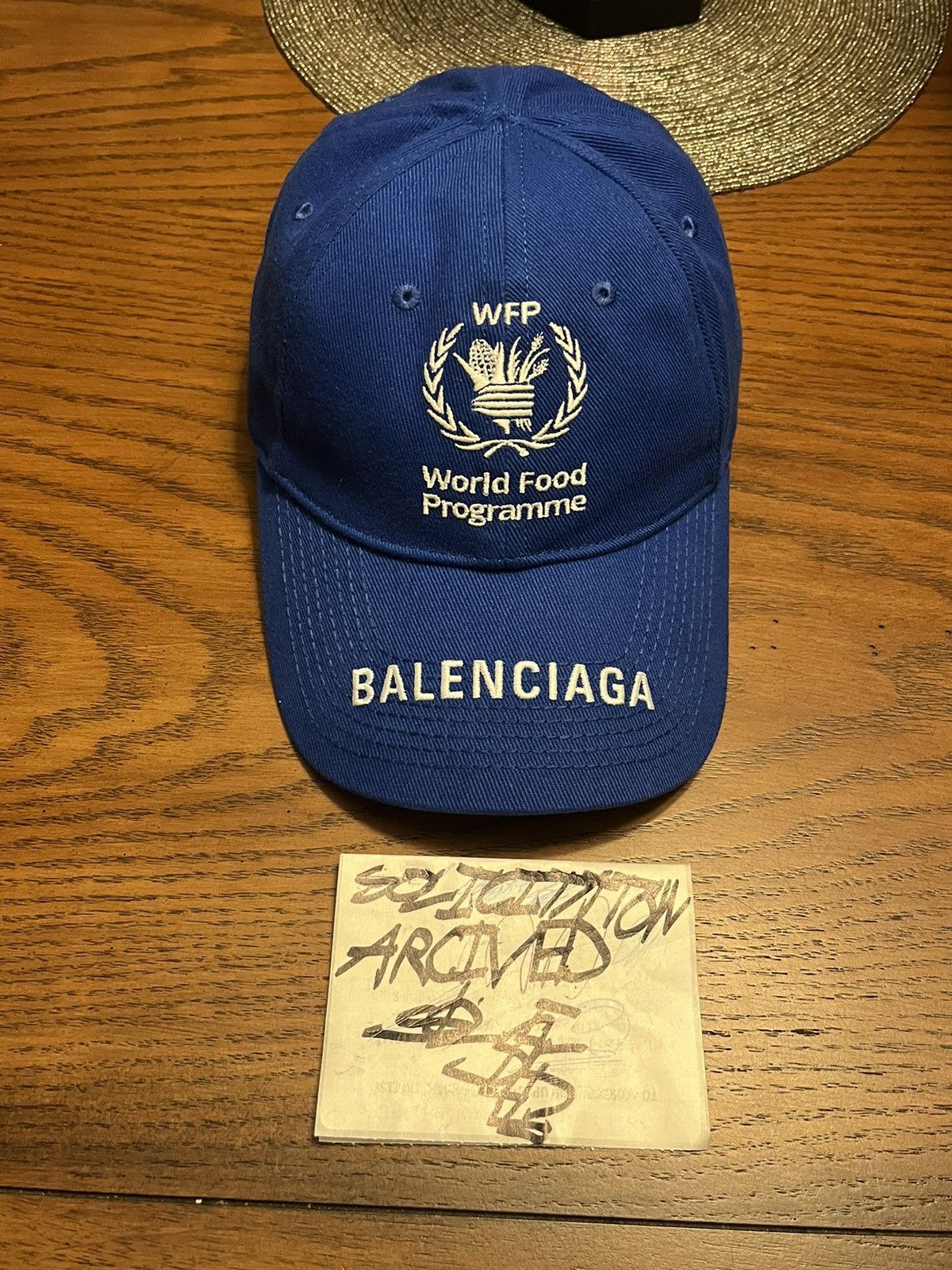 image of Balenciaga World Food Programme Hat in Blue, Men's