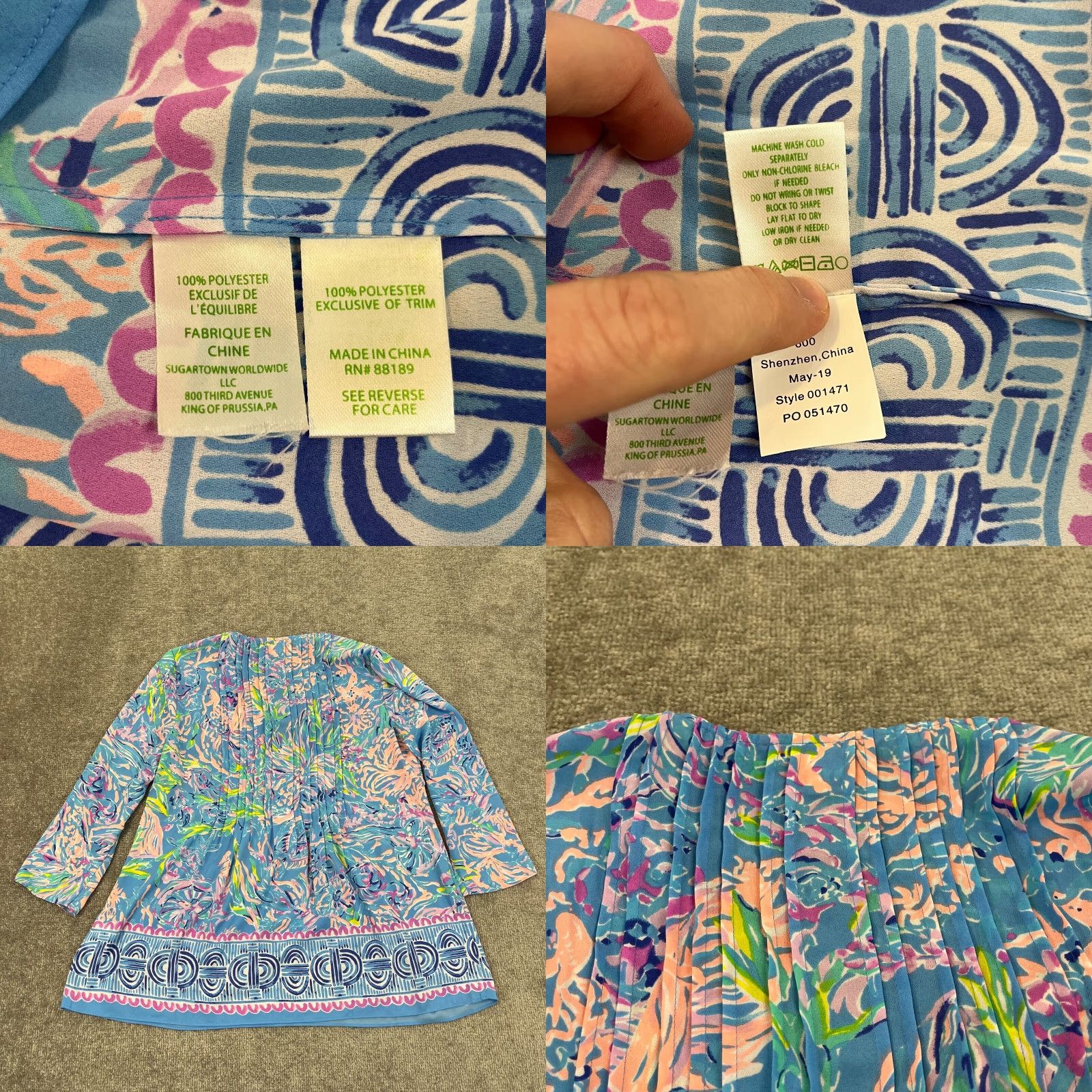 Lilly Pulitzer Lilly Pulitzer Top Women Small Marilina Tunic Floral Pleated Flowy Pullover Prep Shirt Size S / US 4 / IT 40 - 8 Thumbnail