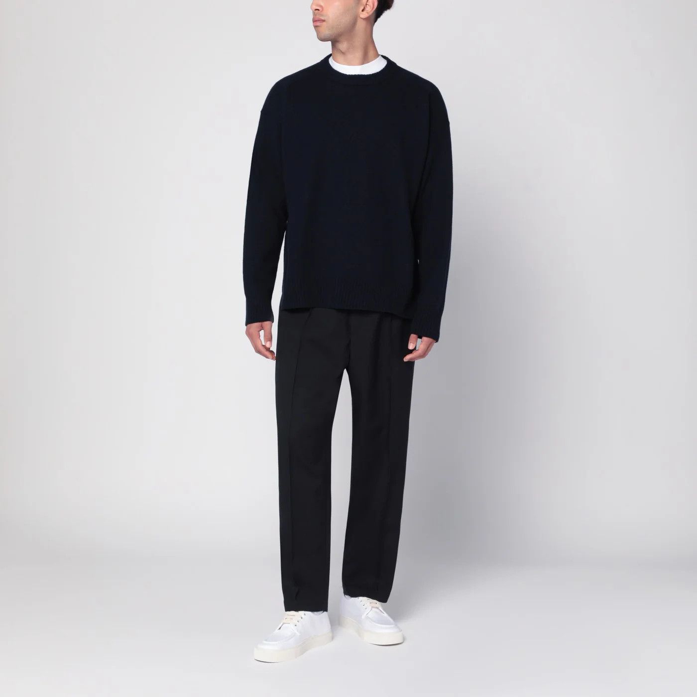 Jil Sander o1d2blof0526 Cotton Long Sleeve T-Shirt in Midnight Blue Size US M / EU 48-50 / 2 - 2 Thumbnail