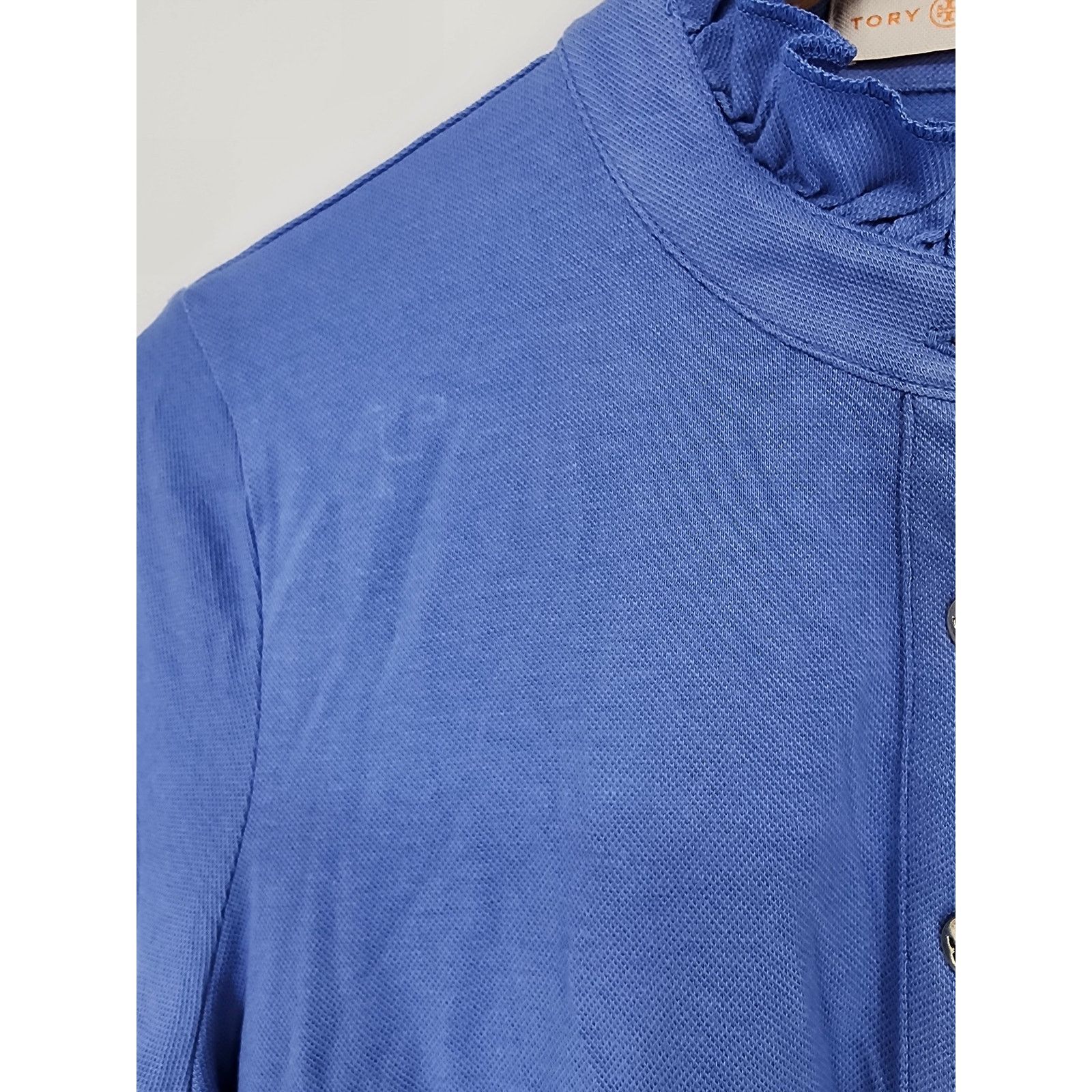 Tory Burch Tory Burch Blue Lydia Ruffle Polo Shirt Women's Size Medium Size M / US 6-8 / IT 42-44 - 4 Thumbnail