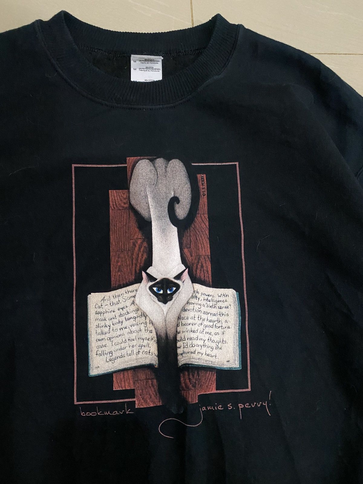 Gildan Vintage Jamies Perry Cat Artist Sweatshirt Size US M / EU 48-50 / 2 - 2 Thumbnail