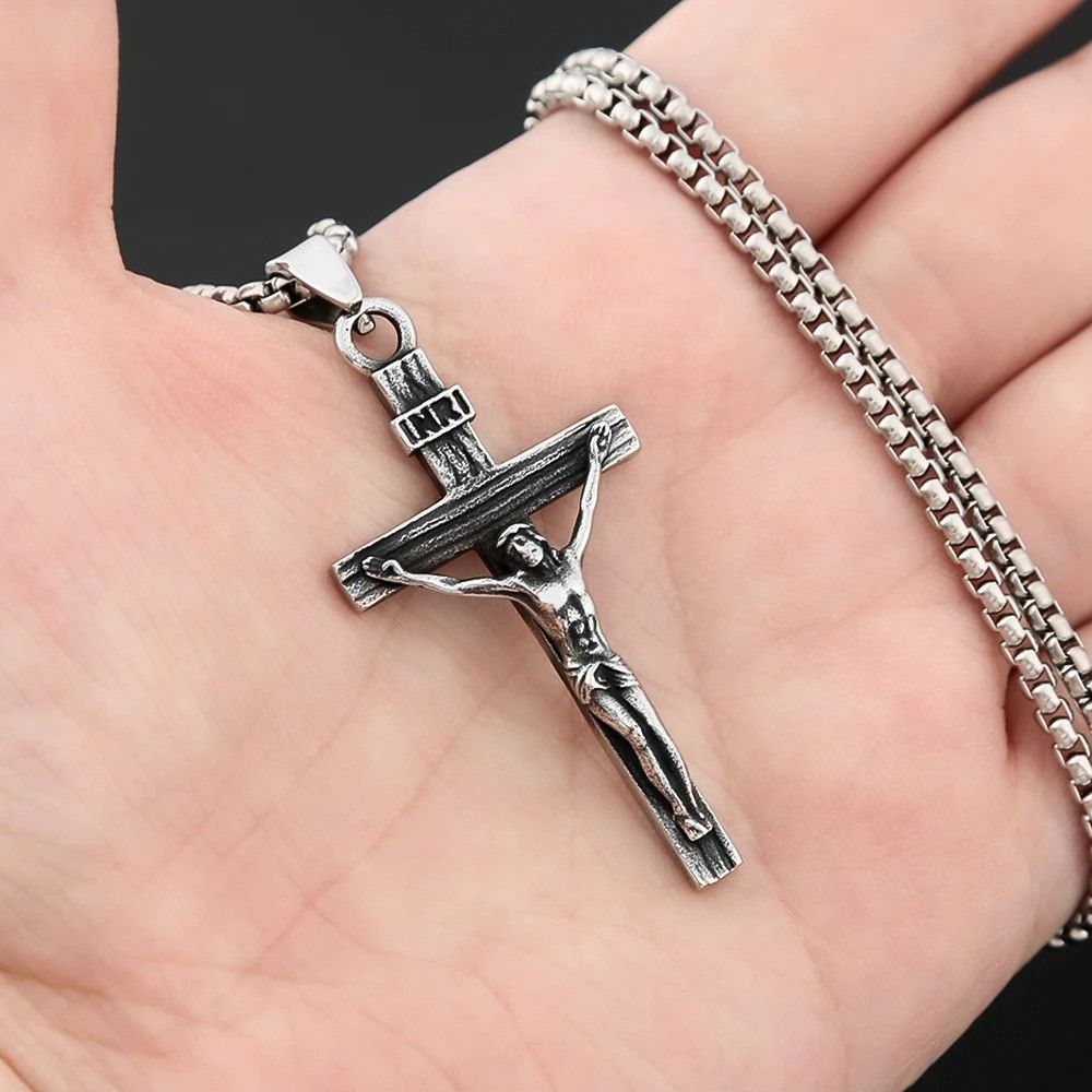 Vintage Jesus Cross Pendant Necklace Size ONE SIZE - 1 Thumbnail
