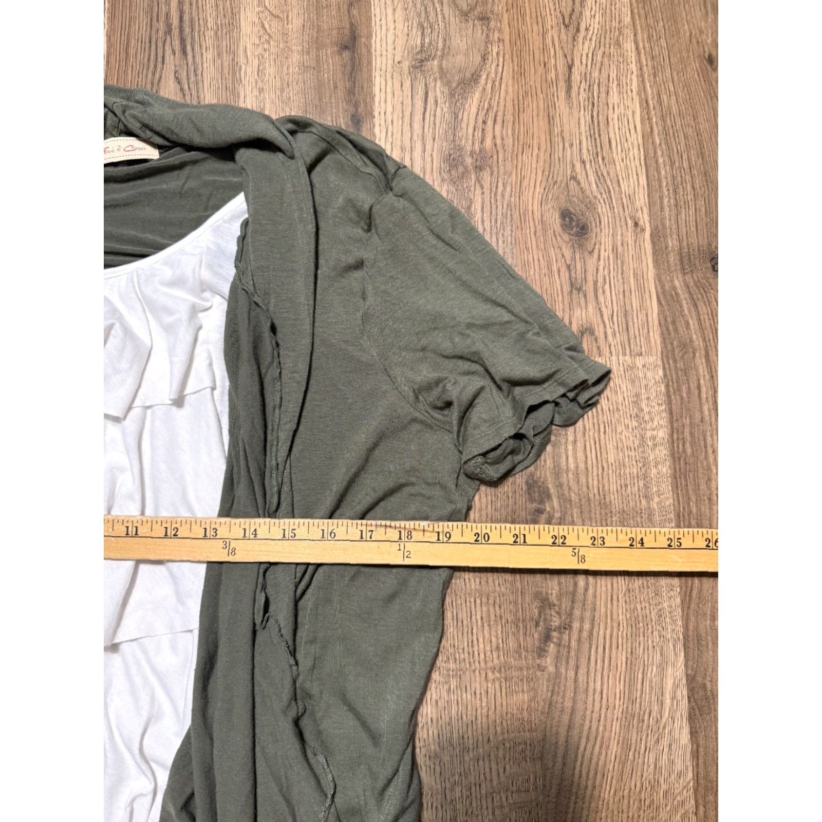 CLOSED Closet Front of Closet Shirt Women's 2X Green White Built in Tank Top Ruffle Sleeve Size XXL / US 16-18 / IT 52-54 - 6 Thumbnail