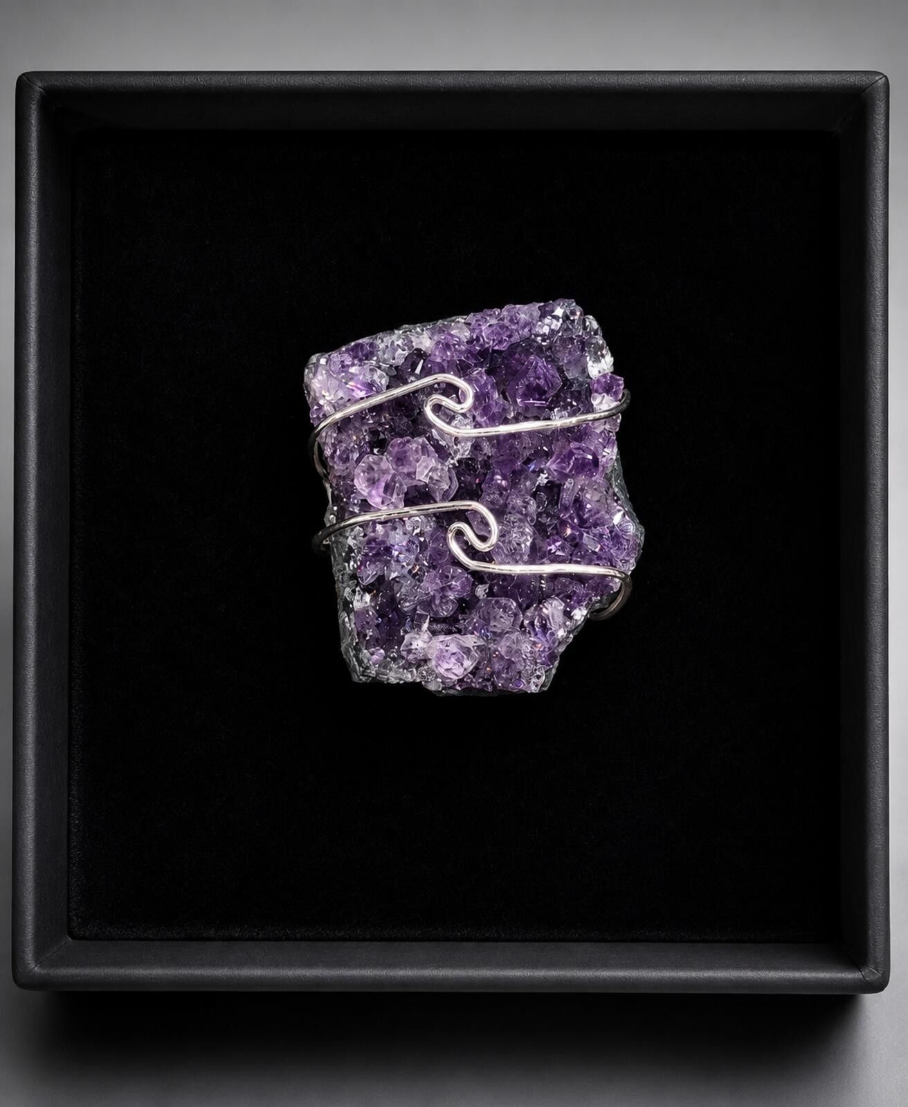 Other Handcrafted Amethyst Crystal Ring with Platinum Overlay Size ONE SIZE - 1 Thumbnail