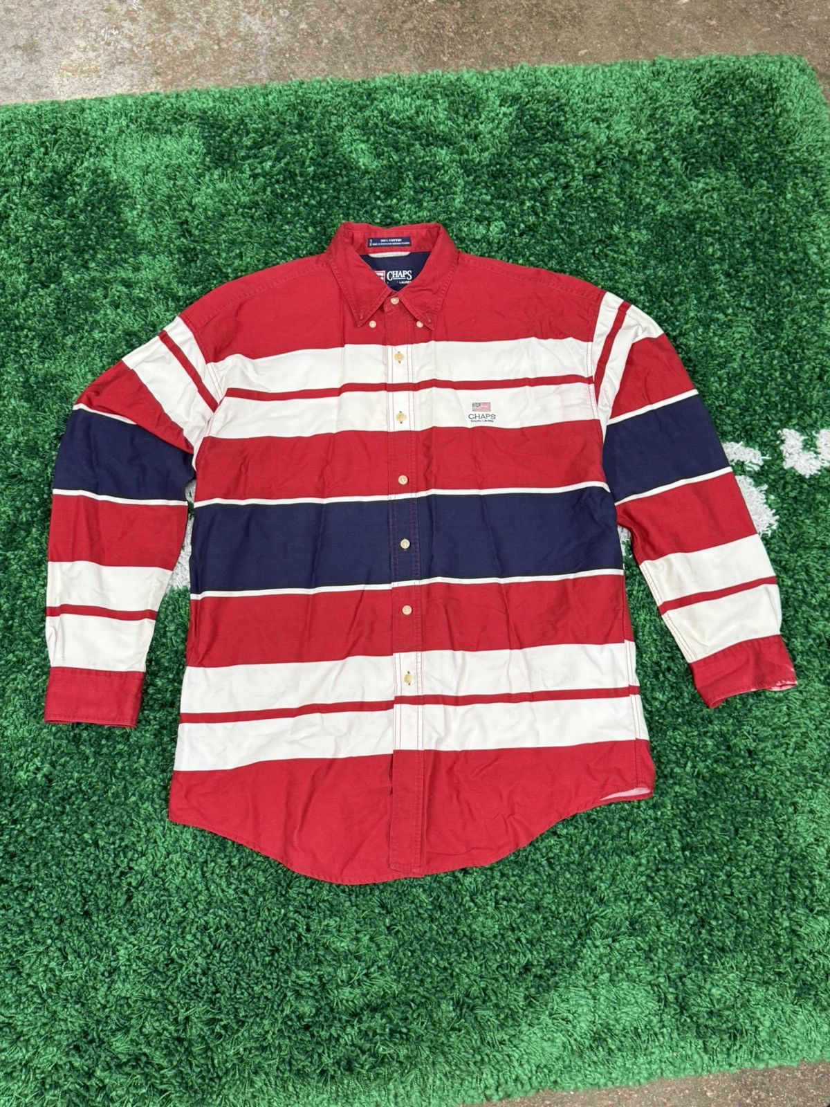 Chaps Ralph Lauren Chaps Ralph Lauren USA America Stripe Flag Shirt Large Size US L / EU 52-54 / 3 - 1 Thumbnail