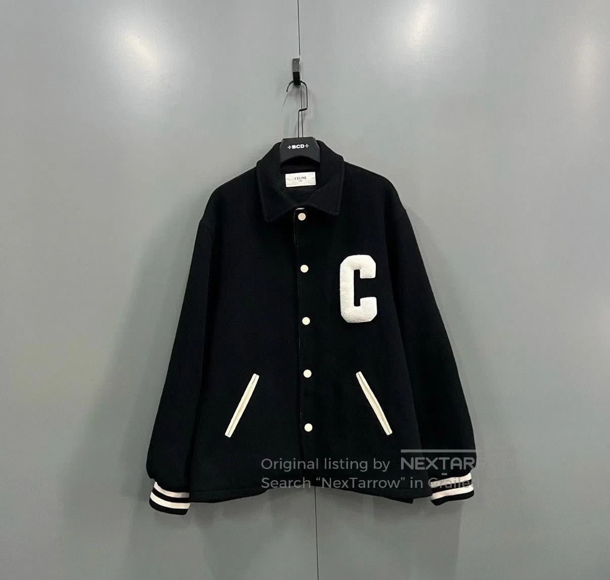 Celine Black Varsity Jacket with 'C' Emblem - Size L. Size US L / EU 52-54 / 3 - 1 Thumbnail