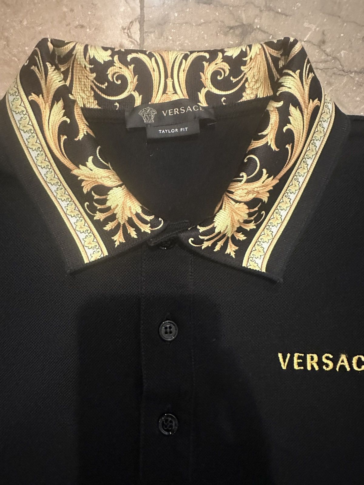Versace Versace Baroque Collar Polo Black Gold Medusa Trim Small Size US XS / EU 42 / 0 - 3 Thumbnail