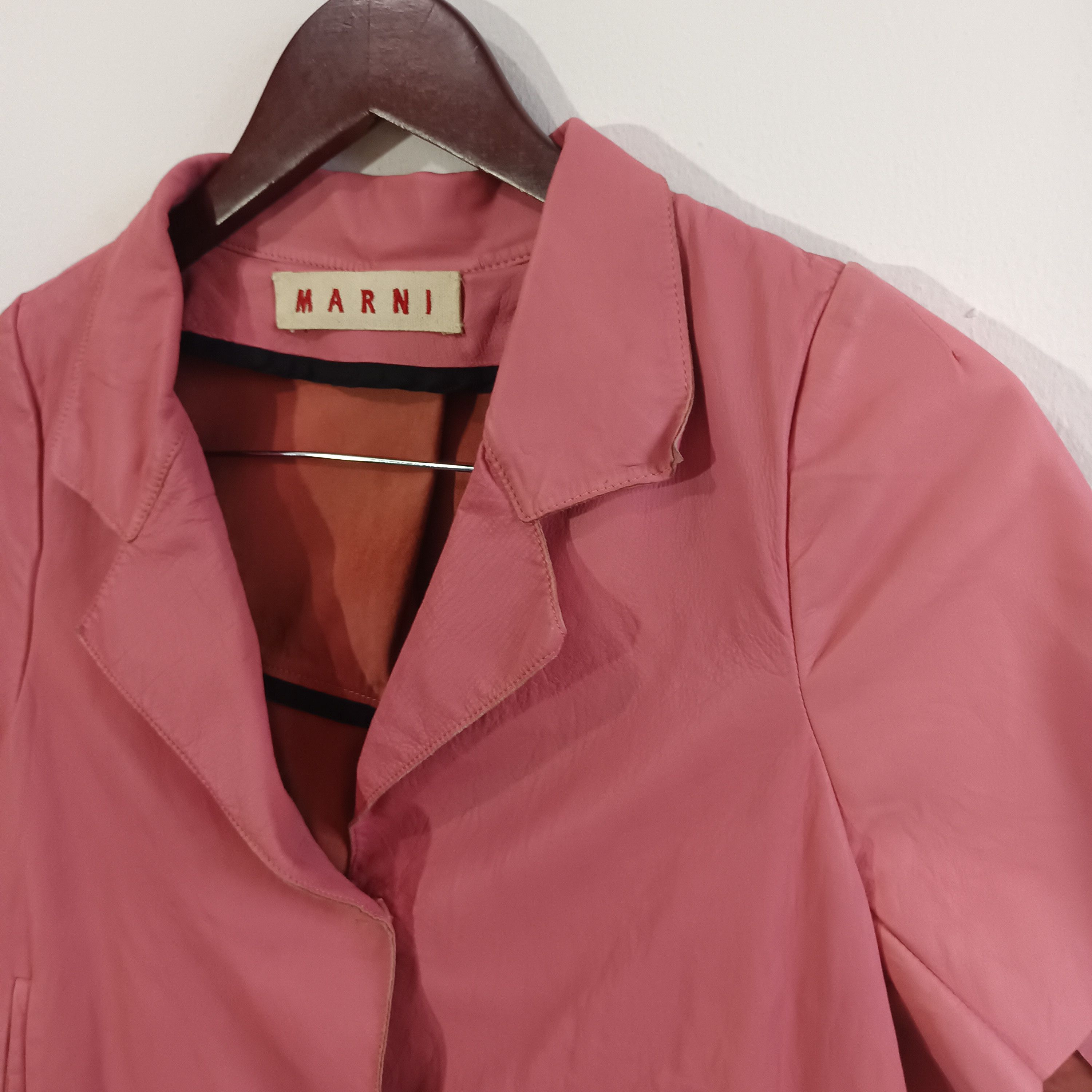 Marni Marni Pink Short Sleeve Leather Blazer Size M / US 6-8 / IT 42-44 - 3 Thumbnail