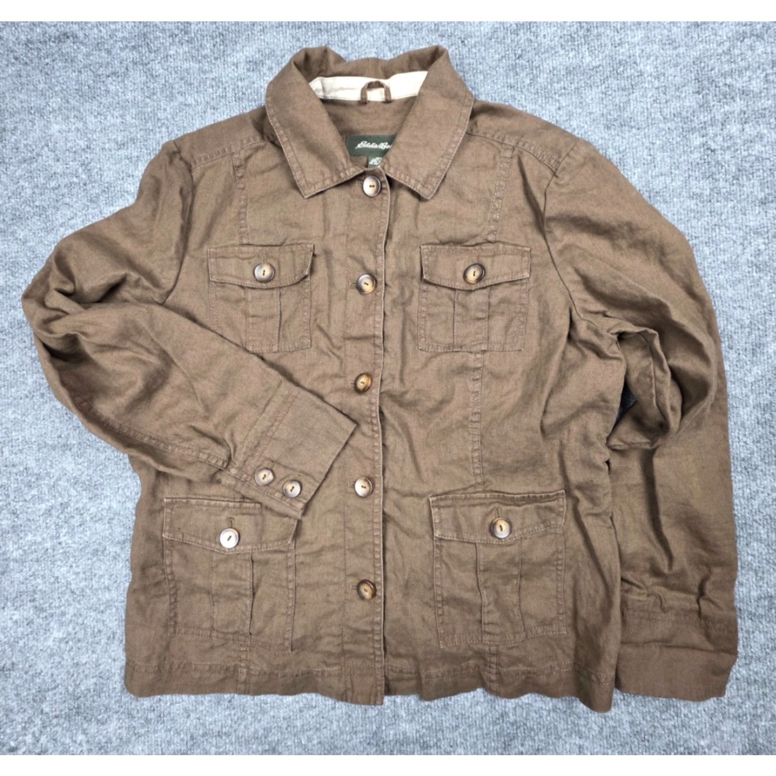 Eddie Bauer Eddie Bauer Chore Coat Shacket Women's XL Brown 100% Linen Pockets Size XL / US 12-14 / IT 48-50 - 2 Thumbnail