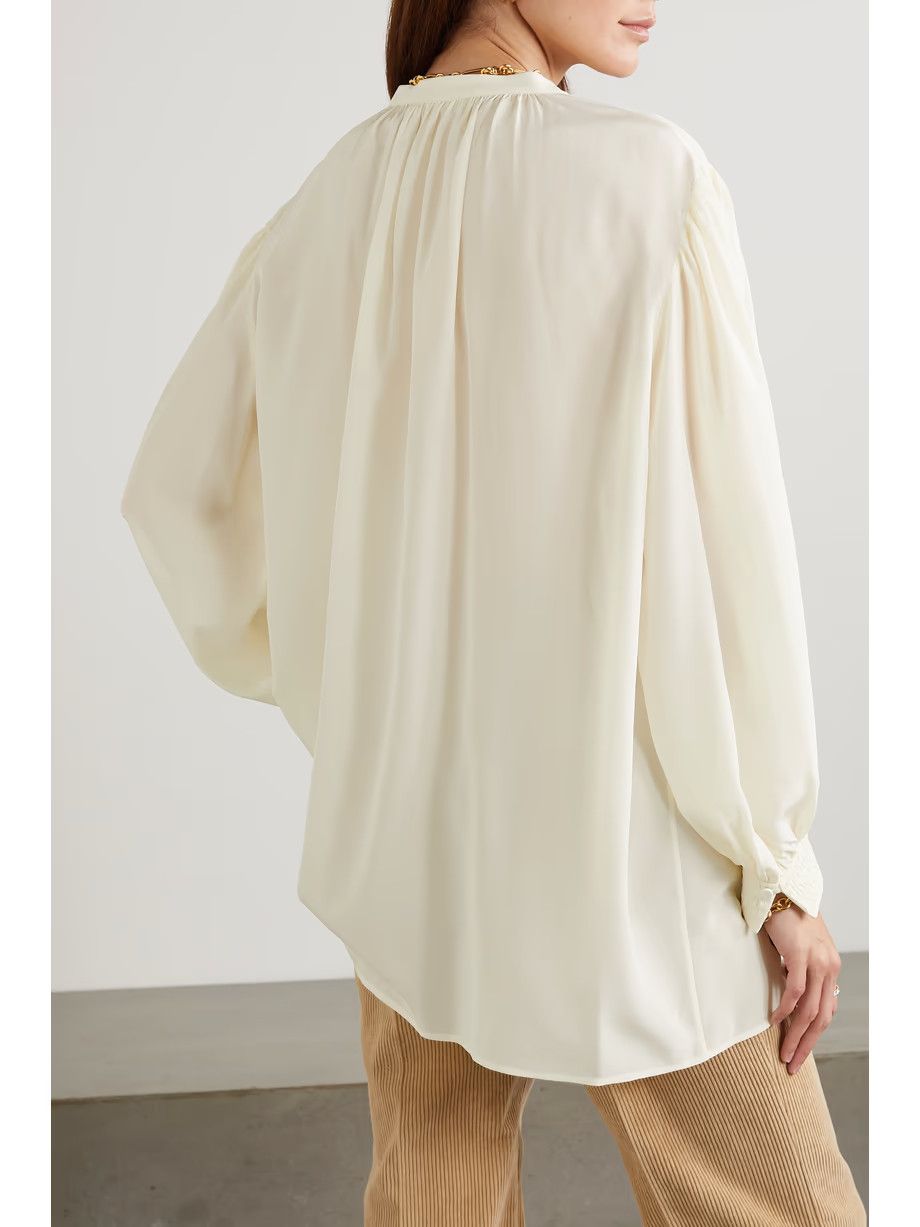 Chloe o1y0825 Silk Shirt in Ivory Size M / US 6-8 / IT 42-44 - 3 Thumbnail