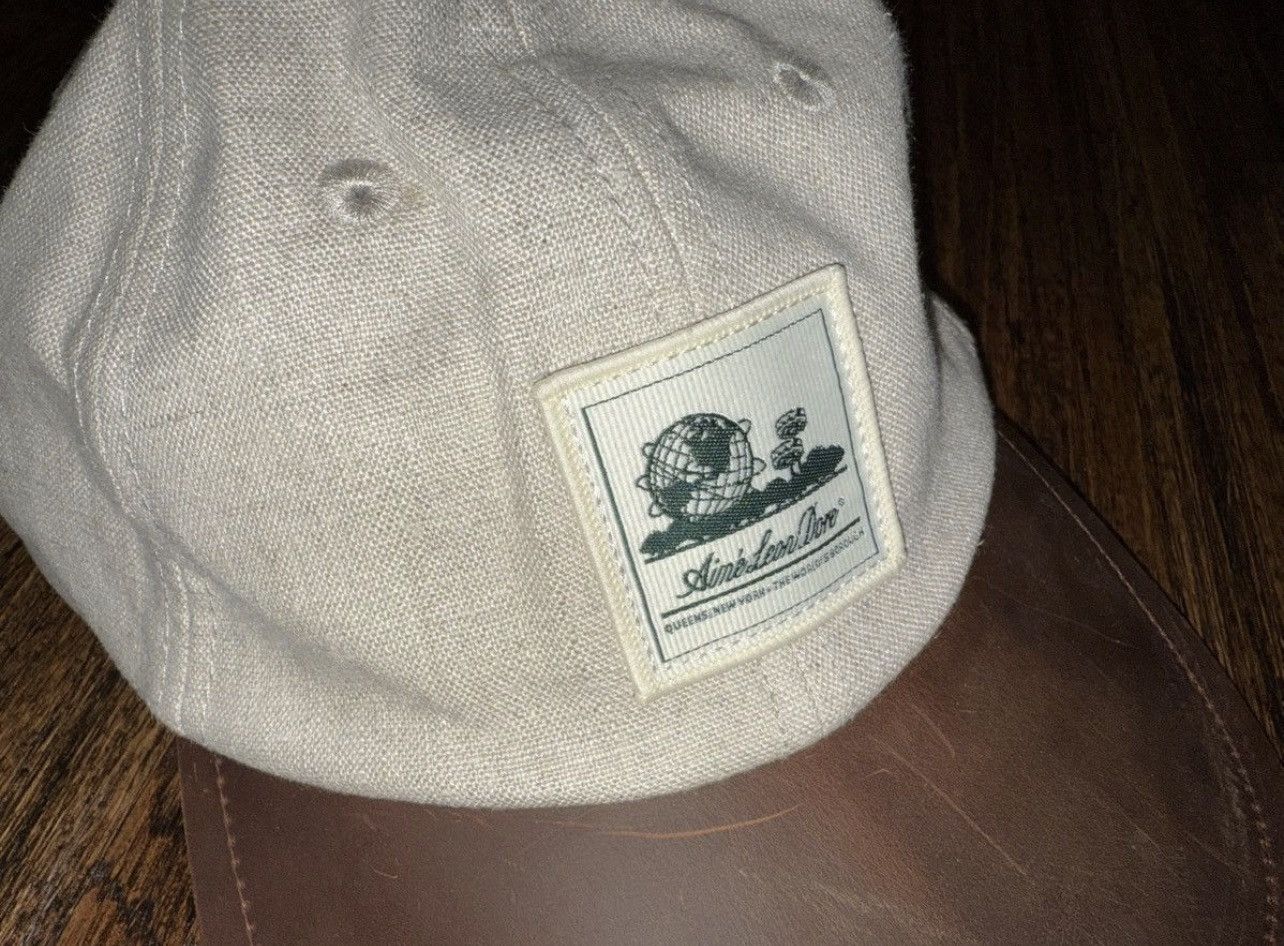 Aime Leon Dore Aime Leon Dore Leather & Linen Unisphere Hat Tan/Brown Cap Size ONE SIZE - 2 Thumbnail