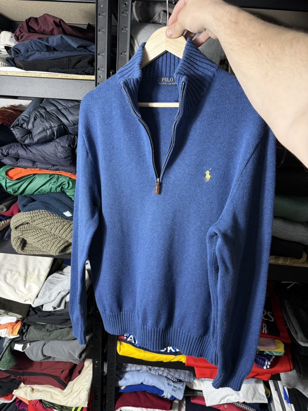Polo Ralph Lauren Polo Ralph Lauren Quarter Zip Sweater Blue Cotton L Pullover Size US L / EU 52-54 / 3 - 9 Thumbnail