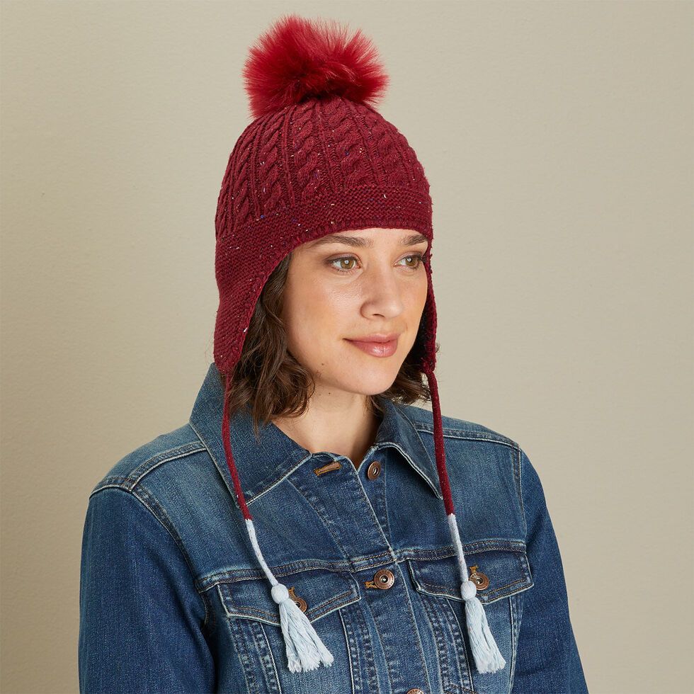 Other Pistil Gray Fernie Earflap Knit Tassle Pompom Winter Hat Size ONE SIZE - 6 Thumbnail