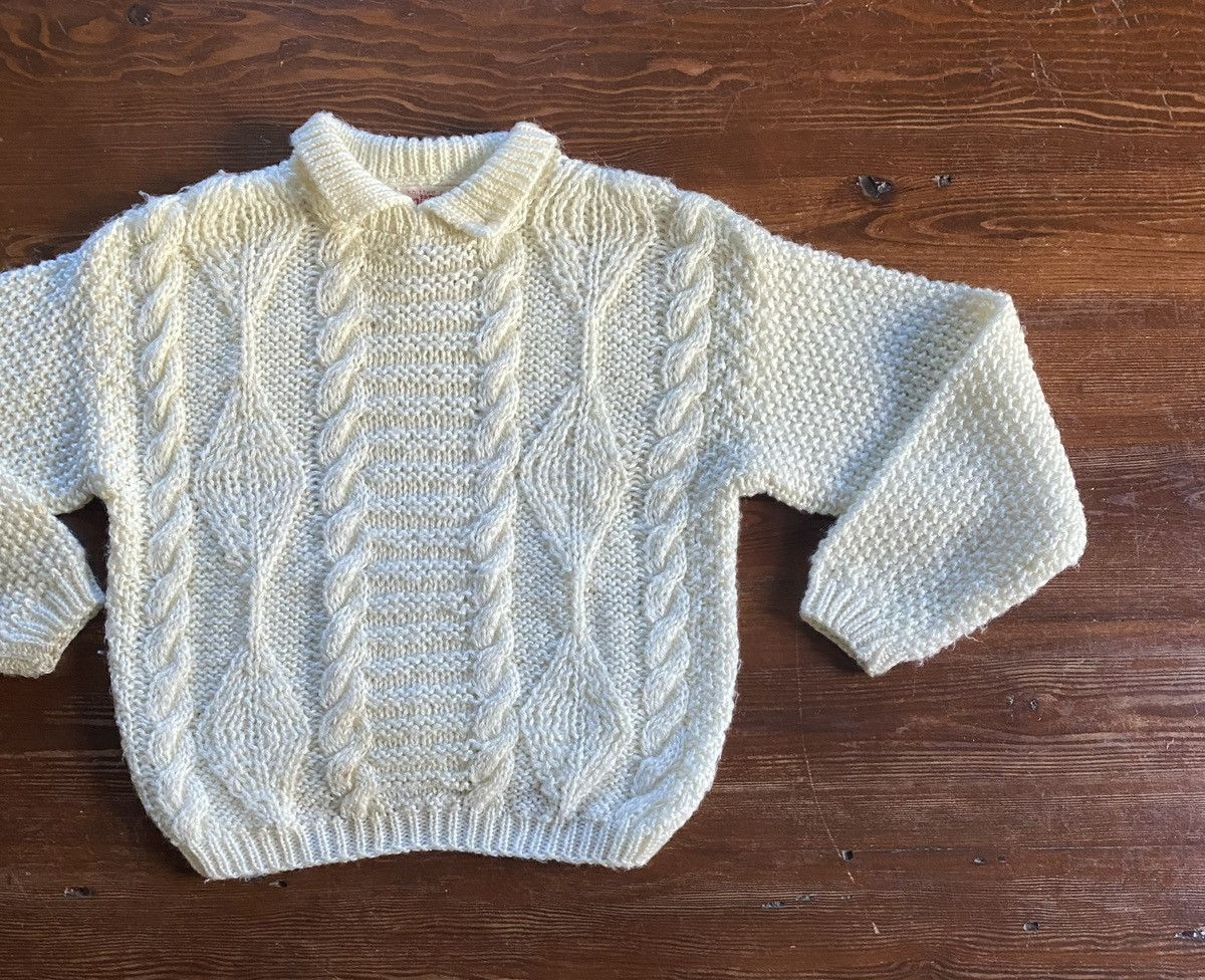 Vintage Vintage 80’s Crop Style Cream Cable Knit Polo Sweater Size M / US 6-8 / IT 42-44 - 1 Thumbnail