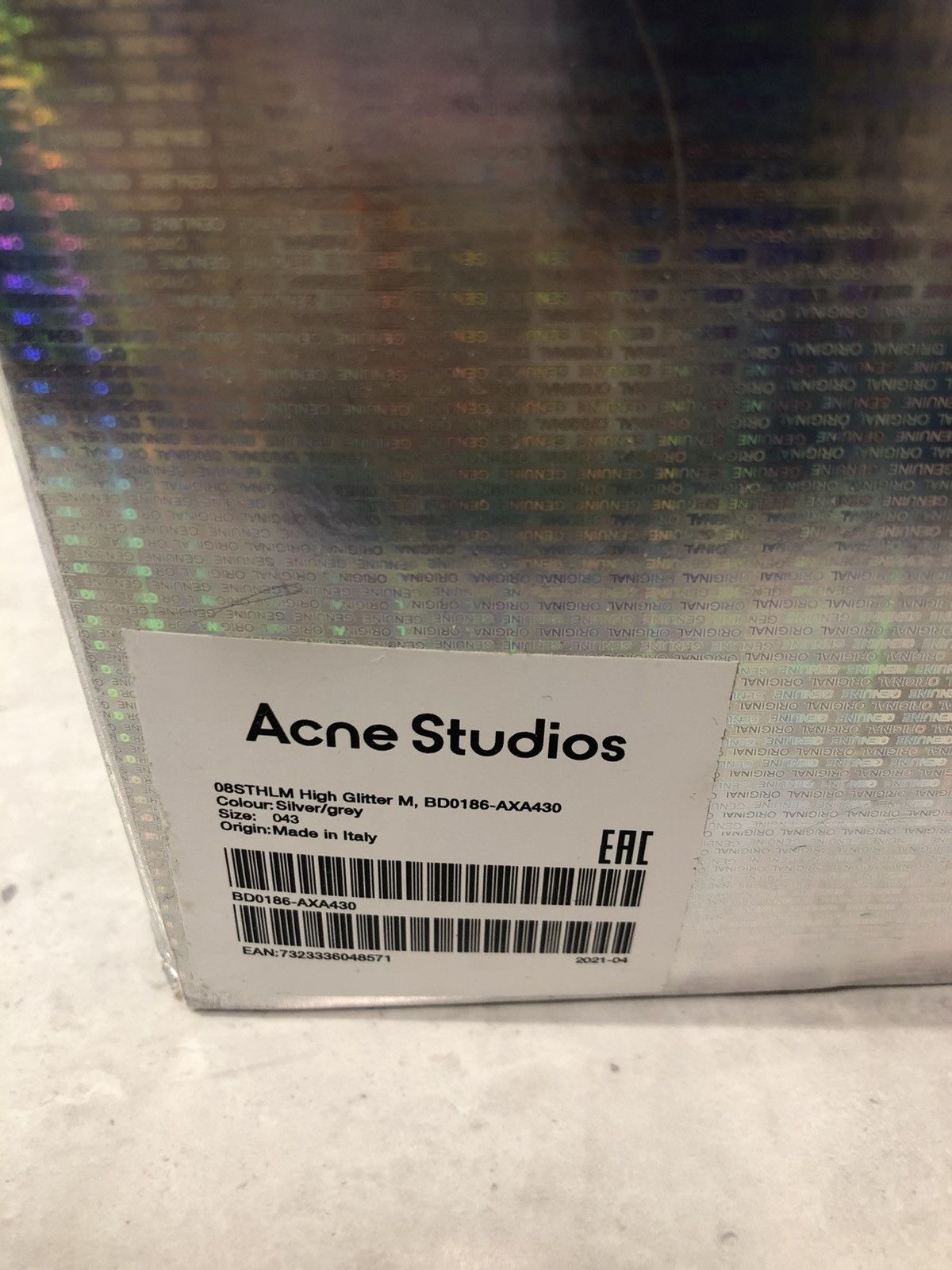 Acne Studios Acne Studios Silver HighTop Glitter Sneakers Size US 10 / EU 43 - 8 Thumbnail