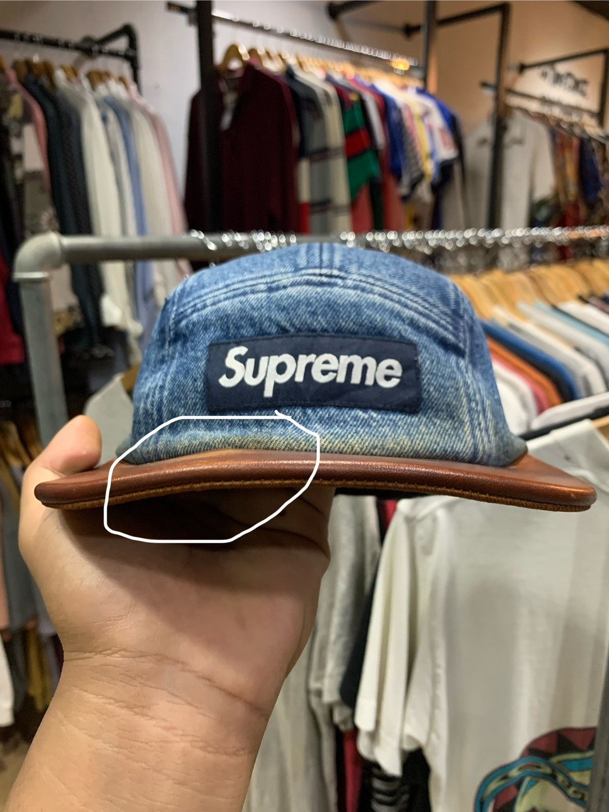 Supreme SUPREME DENIM LEATHER 5 PANEL CAP Size ONE SIZE - 9 Thumbnail