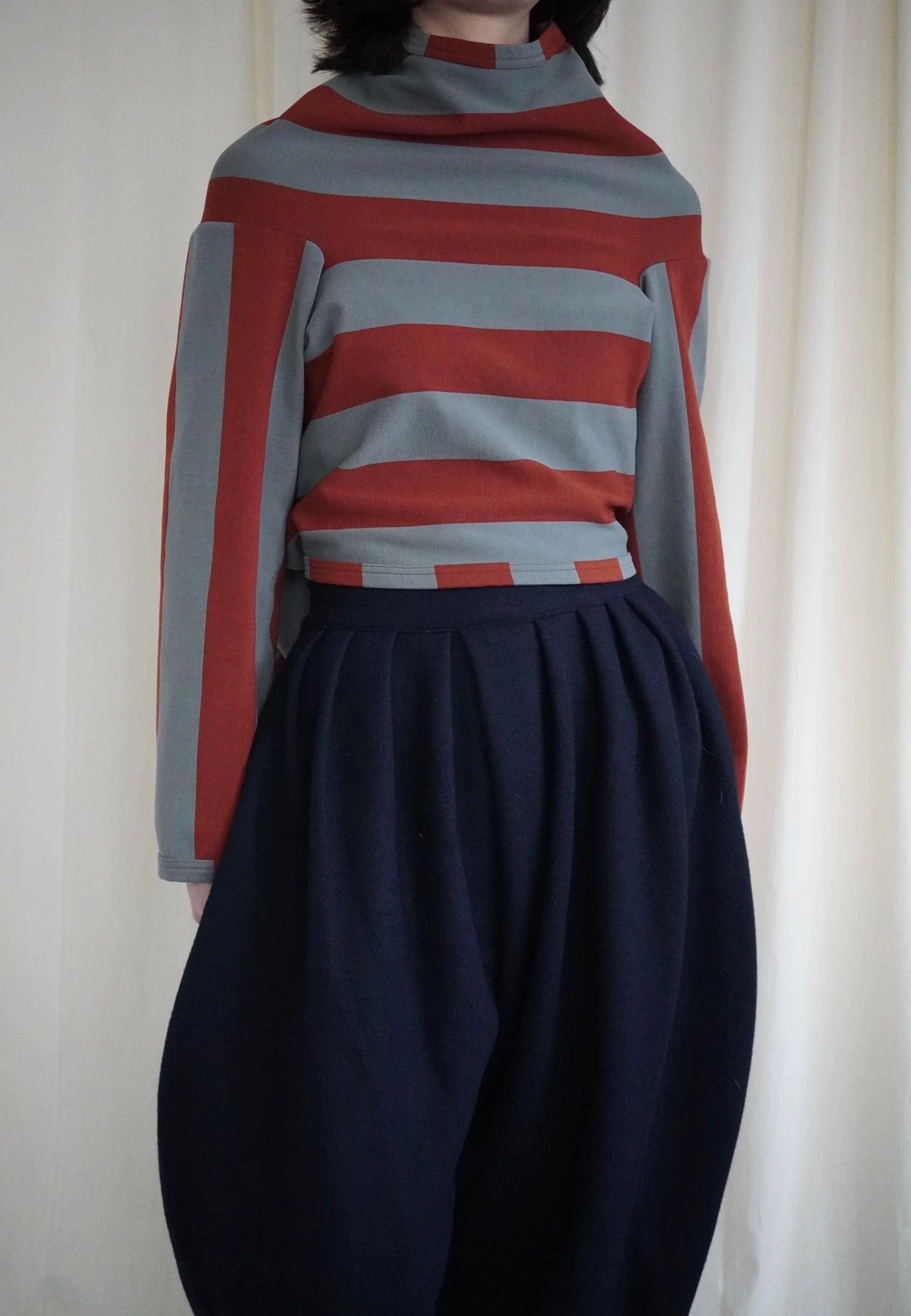Comme des Garcons CDG 1990AW Dark Orange-Green Striped Multi-Way Top S Size S / US 4 / IT 40 - 6 Thumbnail
