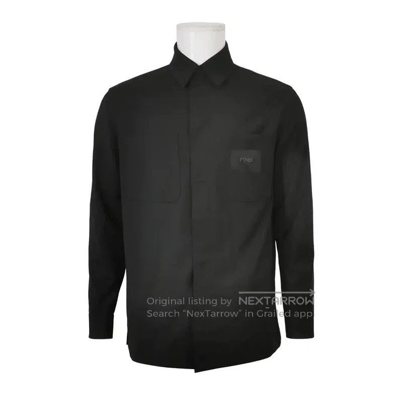 Fendi Fendi Black Wool Embroidered Logo Jacket . Size US M / EU 48-50 / 2 - 1 Thumbnail