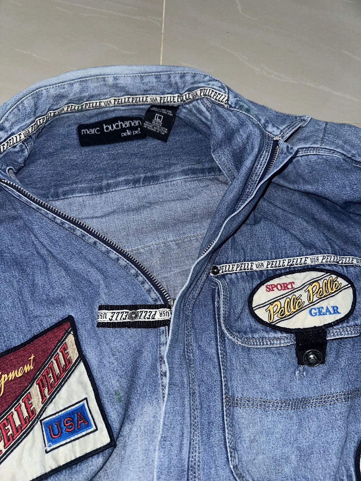 Marc Buchanan × Pelle Pelle × Vintage Vintage Denim Pelle Pelle jacket Size US L / EU 52-54 / 3 - 3 Thumbnail