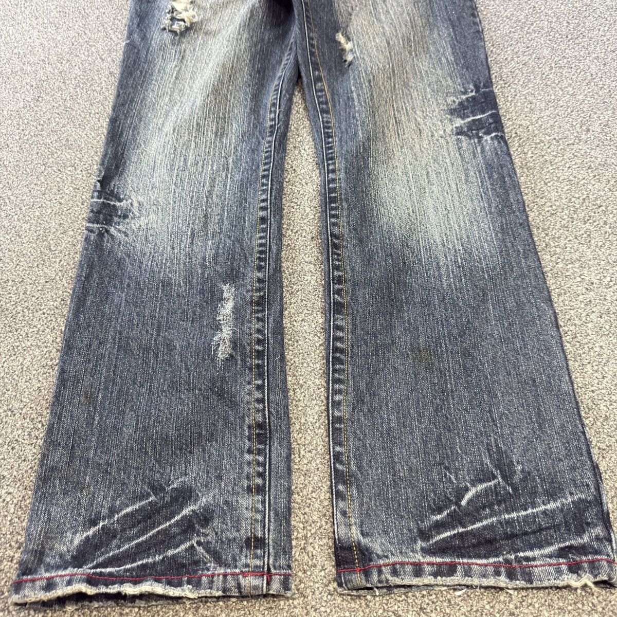 If Six Was Nine Vintage 90s Japanese Whisker Distressed Iron Denim Size US 34 / EU 50 - 8 Thumbnail