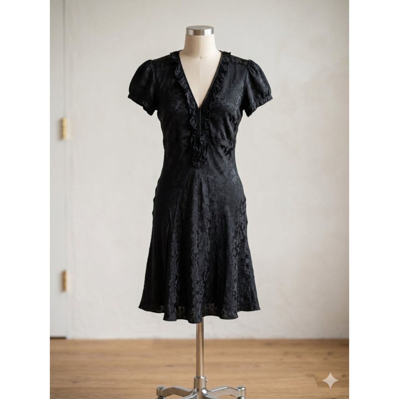 Other Debra Rodman's Black Jacquard Silk Dress (Size 2) Size XS / US 0-2 / IT 36-38 - 2 Thumbnail